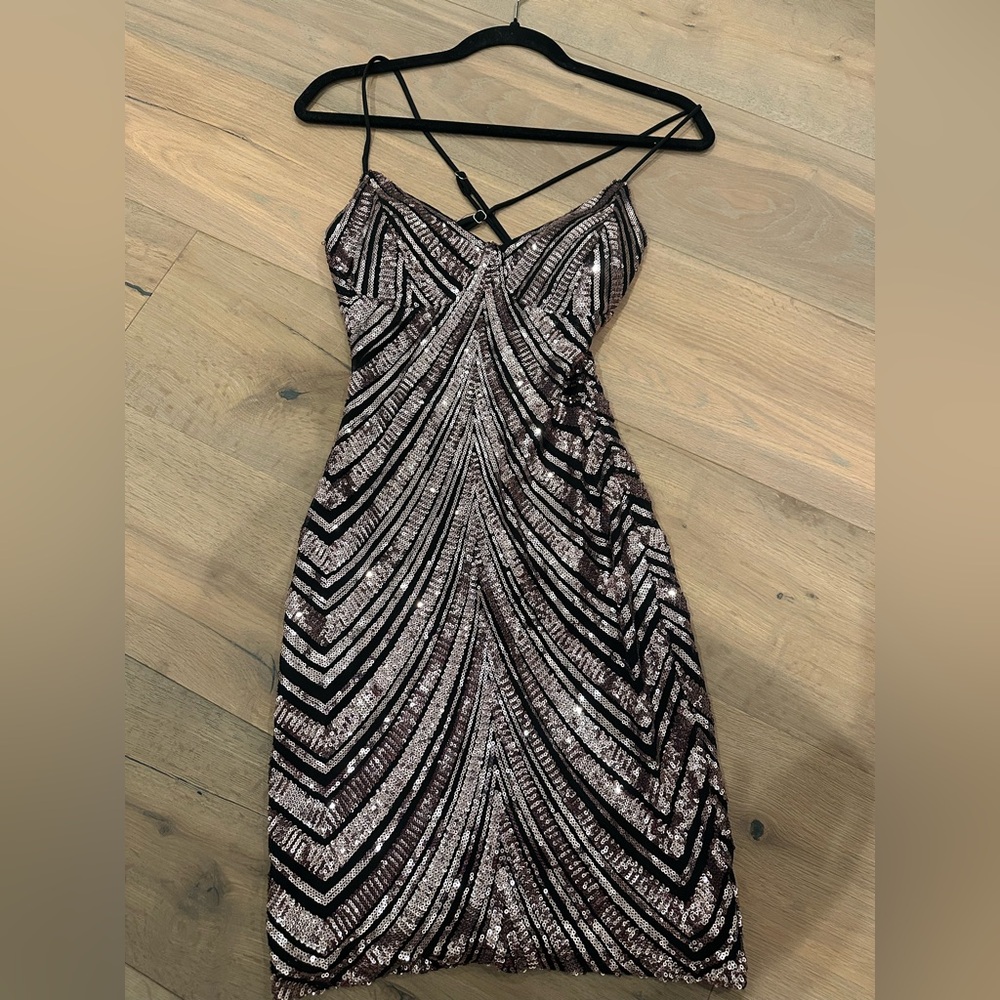 Sexy sequin mini dress - mauve